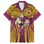 Brisbane Broncos Rugby Hawaiian Shirt Polynesian Tribal Pattern Warrior Horse Maroon Gold Pattern
