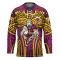 Brisbane Broncos Rugby Hockey Jersey Polynesian Tribal Pattern Warrior Horse Maroon Gold Pattern