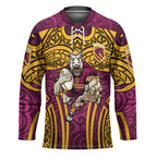 Brisbane Broncos Rugby Hockey Jersey Polynesian Tribal Pattern Warrior Horse Maroon Gold Pattern