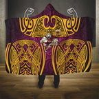 Brisbane Broncos Rugby Hooded Blanket Polynesian Tribal Pattern Warrior Horse Maroon Gold Pattern