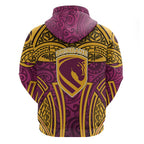 Brisbane Broncos Rugby Hoodie Polynesian Tribal Pattern Warrior Horse Maroon Gold Pattern
