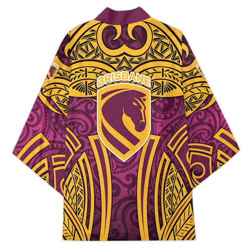 Brisbane Broncos Rugby Kimono Polynesian Tribal Pattern Warrior Horse Maroon Gold Pattern
