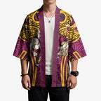 Brisbane Broncos Rugby Kimono Polynesian Tribal Pattern Warrior Horse Maroon Gold Pattern