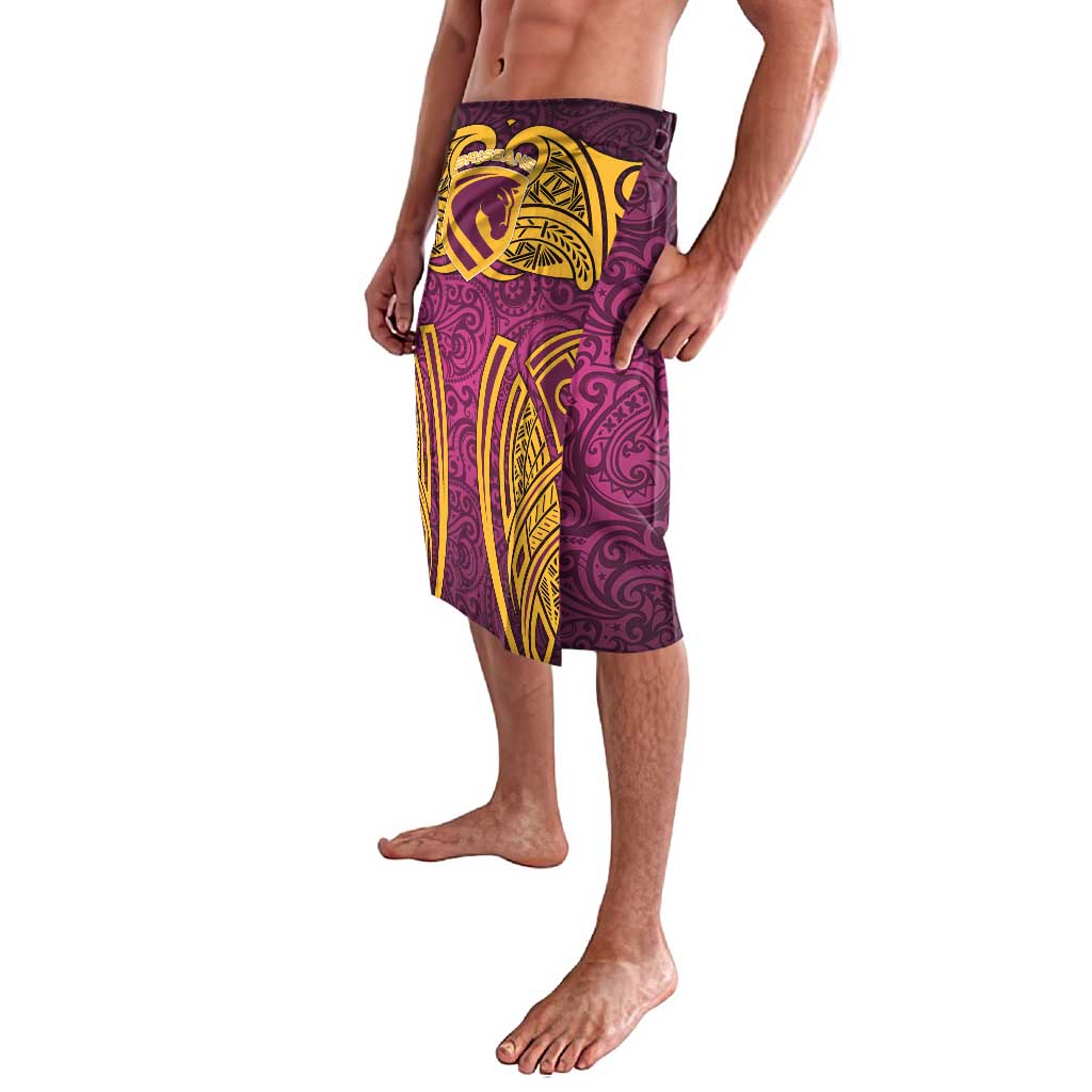 Brisbane Broncos Rugby Lavalava Polynesian Tribal Pattern Warrior Horse Maroon Gold Pattern