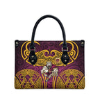 Brisbane Broncos Rugby Leather Bag Polynesian Tribal Pattern Warrior Horse Maroon Gold Pattern