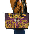 Brisbane Broncos Rugby Leather Tote Bag Polynesian Tribal Pattern Warrior Horse Maroon Gold Pattern