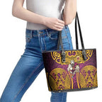 Brisbane Broncos Rugby Leather Tote Bag Polynesian Tribal Pattern Warrior Horse Maroon Gold Pattern
