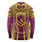 Brisbane Broncos Rugby Long Sleeve Shirt Polynesian Tribal Pattern Warrior Horse Maroon Gold Pattern