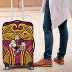 Brisbane Broncos Rugby Luggage Cover Polynesian Tribal Pattern Warrior Horse Maroon Gold Pattern
