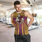 Brisbane Broncos Rugby Men Tank Top Polynesian Tribal Pattern Warrior Horse Maroon Gold Pattern