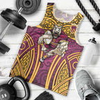 Brisbane Broncos Rugby Men Tank Top Polynesian Tribal Pattern Warrior Horse Maroon Gold Pattern
