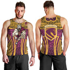 Brisbane Broncos Rugby Men Tank Top Polynesian Tribal Pattern Warrior Horse Maroon Gold Pattern