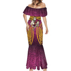 Brisbane Broncos Rugby Mermaid Dress Polynesian Tribal Pattern Warrior Horse Maroon Gold Pattern