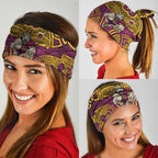Brisbane Broncos Rugby Neck Gaiter Polynesian Tribal Pattern Warrior Horse Maroon Gold Pattern