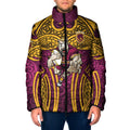 Brisbane Broncos Rugby Padded Jacket Polynesian Tribal Pattern Warrior Horse Maroon Gold Pattern