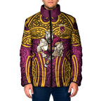 Brisbane Broncos Rugby Padded Jacket Polynesian Tribal Pattern Warrior Horse Maroon Gold Pattern