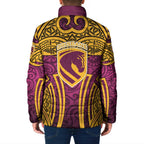 Brisbane Broncos Rugby Padded Jacket Polynesian Tribal Pattern Warrior Horse Maroon Gold Pattern