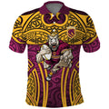 Brisbane Broncos Rugby Polo Shirt Polynesian Tribal Pattern Warrior Horse Maroon Gold Pattern