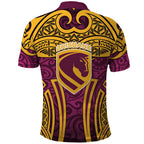 Brisbane Broncos Rugby Polo Shirt Polynesian Tribal Pattern Warrior Horse Maroon Gold Pattern