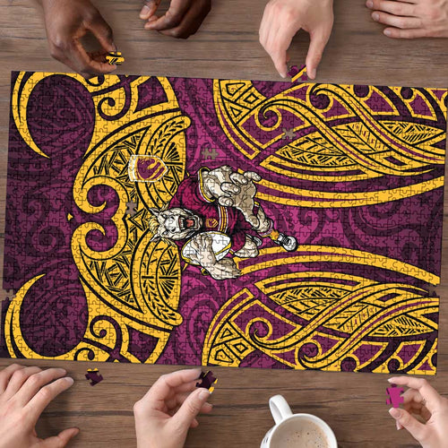 Brisbane Broncos Rugby Puzzle Polynesian Tribal Pattern Warrior Horse Maroon Gold Pattern