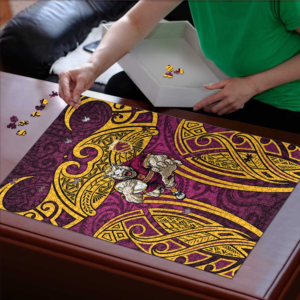 Brisbane Broncos Rugby Puzzle Polynesian Tribal Pattern Warrior Horse Maroon Gold Pattern
