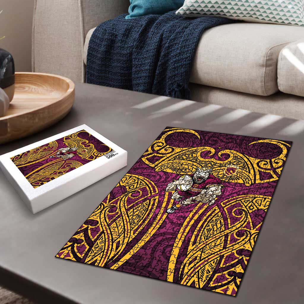 Brisbane Broncos Rugby Puzzle Polynesian Tribal Pattern Warrior Horse Maroon Gold Pattern