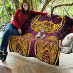 Brisbane Broncos Rugby Quilt Polynesian Tribal Pattern Warrior Horse Maroon Gold Pattern