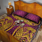 Brisbane Broncos Rugby Quilt Bed Set Polynesian Tribal Pattern Warrior Horse Maroon Gold Pattern