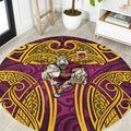 Brisbane Broncos Rugby Round Carpet Polynesian Tribal Pattern Warrior Horse Maroon Gold Pattern