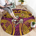 Brisbane Broncos Rugby Round Carpet Polynesian Tribal Pattern Warrior Horse Maroon Gold Pattern