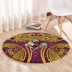 Brisbane Broncos Rugby Round Carpet Polynesian Tribal Pattern Warrior Horse Maroon Gold Pattern