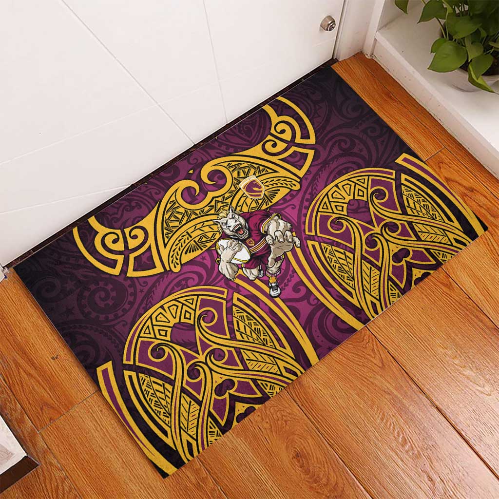 Brisbane Broncos Rugby Rubber Doormat Polynesian Tribal Pattern Warrior Horse Maroon Gold Pattern