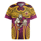 Brisbane Broncos Rugby Rugby Jersey Polynesian Tribal Pattern Warrior Horse Maroon Gold Pattern