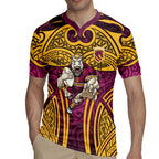 Brisbane Broncos Rugby Rugby Jersey Polynesian Tribal Pattern Warrior Horse Maroon Gold Pattern