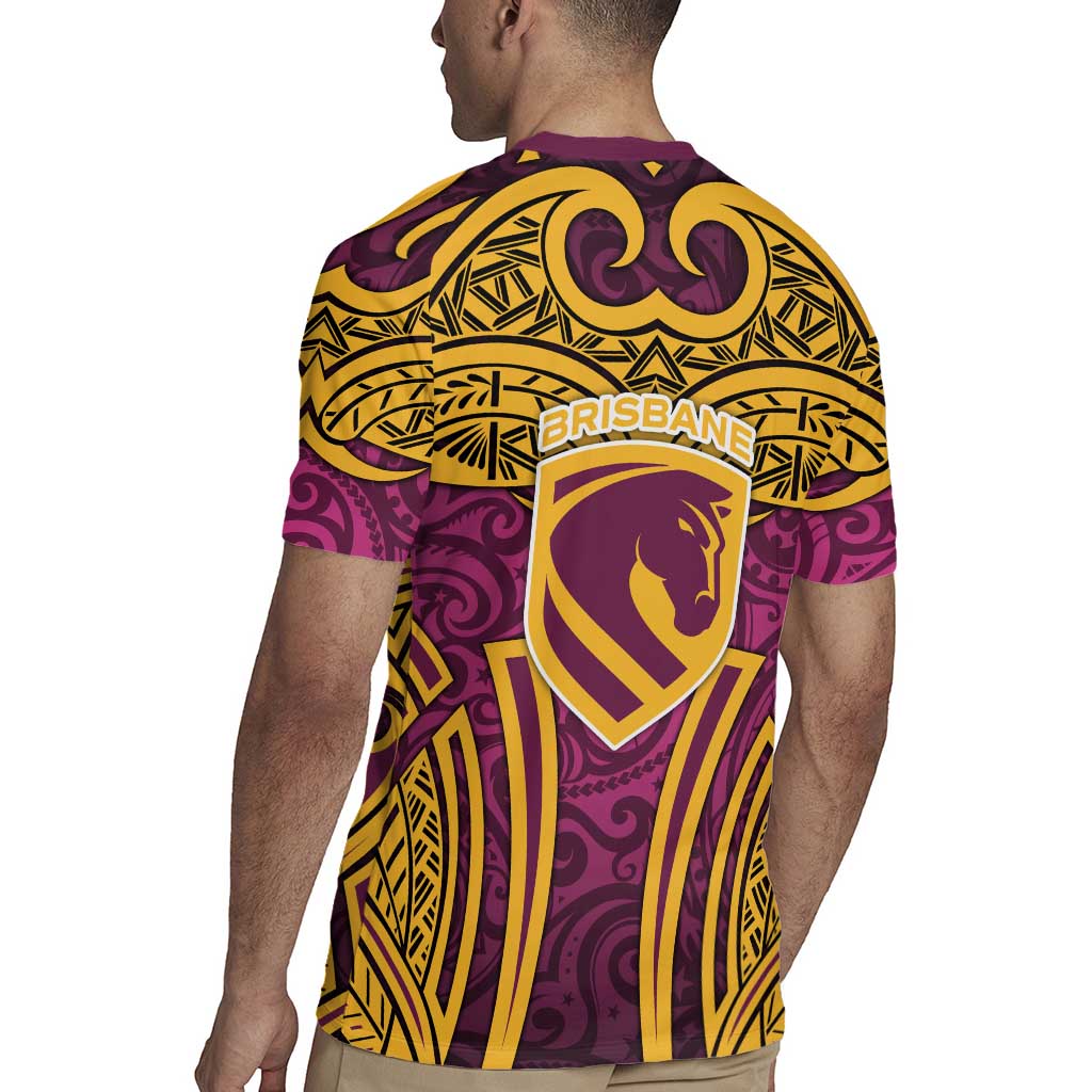 Brisbane Broncos Rugby Rugby Jersey Polynesian Tribal Pattern Warrior Horse Maroon Gold Pattern