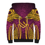 Brisbane Broncos Rugby Sherpa Hoodie Polynesian Tribal Pattern Warrior Horse Maroon Gold Pattern