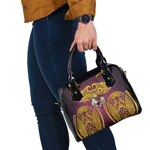 Brisbane Broncos Rugby Shoulder Handbag Polynesian Tribal Pattern Warrior Horse Maroon Gold Pattern
