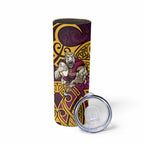 Brisbane Broncos Rugby Skinny Tumbler Polynesian Tribal Pattern Warrior Horse Maroon Gold Pattern