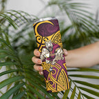 Brisbane Broncos Rugby Skinny Tumbler Polynesian Tribal Pattern Warrior Horse Maroon Gold Pattern