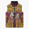 Brisbane Broncos Rugby Sleeveless Puffer Jacket Polynesian Tribal Pattern Warrior Horse Maroon Gold Pattern
