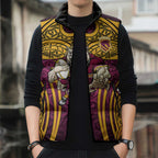 Brisbane Broncos Rugby Sleeveless Puffer Jacket Polynesian Tribal Pattern Warrior Horse Maroon Gold Pattern