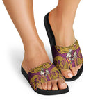 Brisbane Broncos Rugby Slide Sandals Polynesian Tribal Pattern Warrior Horse Maroon Gold Pattern