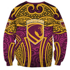 Brisbane Broncos Rugby Sweatshirt Polynesian Tribal Pattern Warrior Horse Maroon Gold Pattern