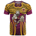 Brisbane Broncos Rugby T Shirt Polynesian Tribal Pattern Warrior Horse Maroon Gold Pattern