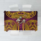 Brisbane Broncos Rugby Tablecloth Polynesian Tribal Pattern Warrior Horse Maroon Gold Pattern