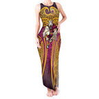 Brisbane Broncos Rugby Tank Maxi Dress Polynesian Tribal Pattern Warrior Horse Maroon Gold Pattern