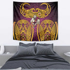 Brisbane Broncos Rugby Tapestry Polynesian Tribal Pattern Warrior Horse Maroon Gold Pattern