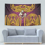 Brisbane Broncos Rugby Tapestry Polynesian Tribal Pattern Warrior Horse Maroon Gold Pattern