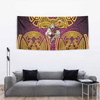 Brisbane Broncos Rugby Tapestry Polynesian Tribal Pattern Warrior Horse Maroon Gold Pattern