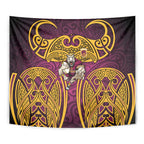 Brisbane Broncos Rugby Tapestry Polynesian Tribal Pattern Warrior Horse Maroon Gold Pattern
